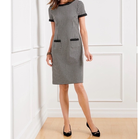 Talbots A-Line Ponte Dress - Bold Houndstooth - Picture 1 of 13
